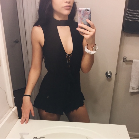 Forever 21 Other - Black lace up romper